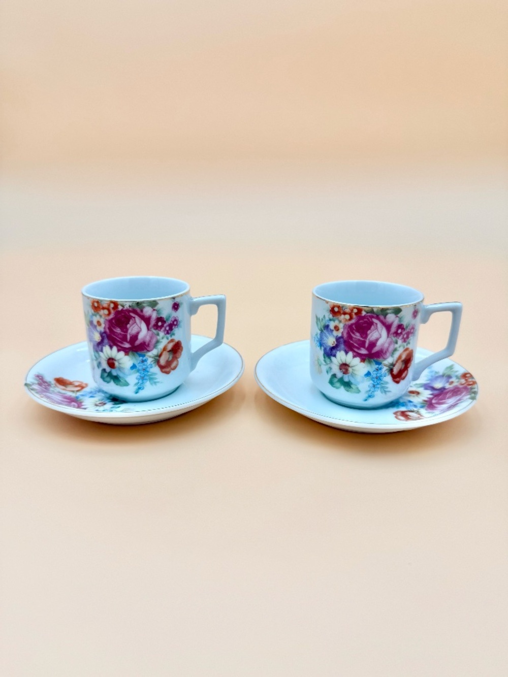 Vintage Made in Occupied Japan Floral Demitasse Tea Cup & Saucer
